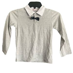 Little Kids Brand Grey Longsleeve with Collar and Bow Tie Size Small NWOT